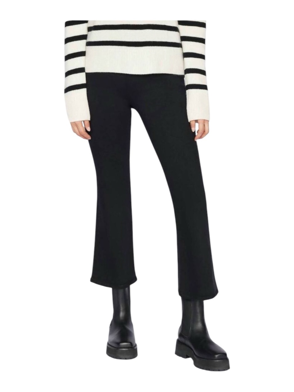 Frame Jetset Crop High Rise Mini Boot Cropped Jeans Size 30-34 Black Sheen Noir